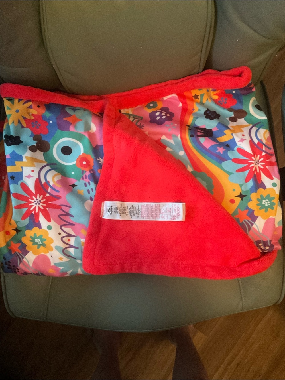 Disney Parks’s Pride Mickey Plush Blanket with Bright Floral Rainbow Print - Red